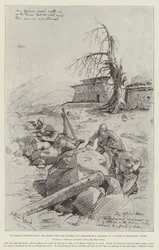 The Indian Frontier Rising, Mr Melton Prior and another War-Correspondent surprised in a Village in the Maidan Valley